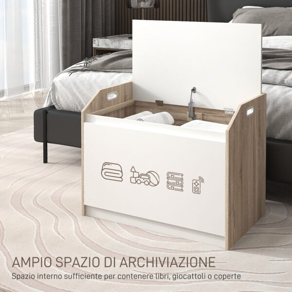 Cassapanca in Legno Moderna con Schienale e Vano Contenitore, 62.4x40x51.5cm, Bianco