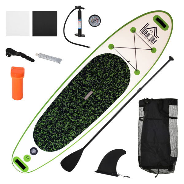 Tavola Gonfiabile SUP Stand Up Paddle con Pagaia Verde 302 x 76 x 15 cm