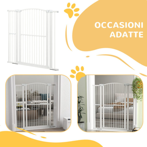 Cancellino di Sicurezza per Cani – Regolabile, in Acciaio Bianco, con Doppio Blocco, 77-105x120cm