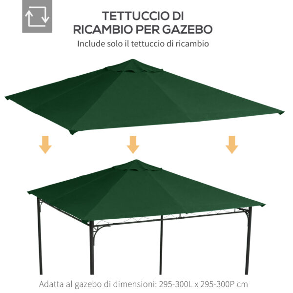 Tetto di Ricambio per Gazebo da Giardino 3x3m in Poliestere, Verde