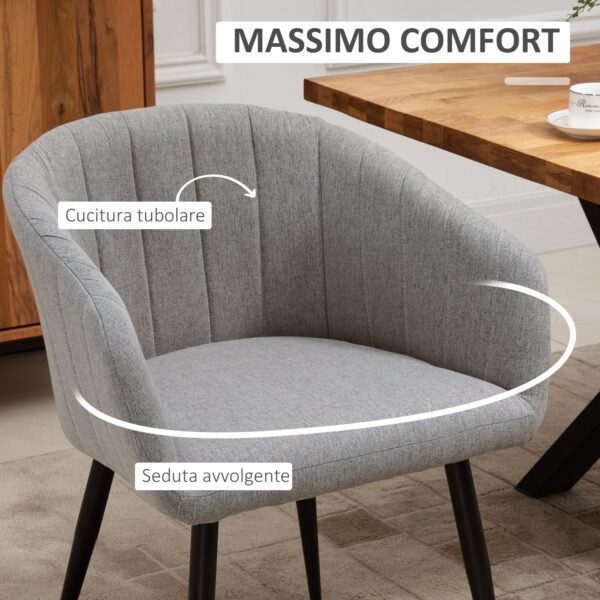 Set di 2 Sedie Imbottite Moderne con Rivestimento in Tessuto, Sedie per Soggiorno e Salotto - Grigio Chiaro