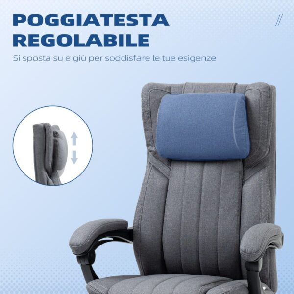 Sedia da Ufficio Reclinabile con Altezza Regolabile, Imbottitura Spessa e Tessuto Traspirante, 65x61x105-113 cm