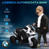 Moto Elettrica per Bambini Max. 20kg con Licenza BMW, Batteria 6V Bianco e Nero