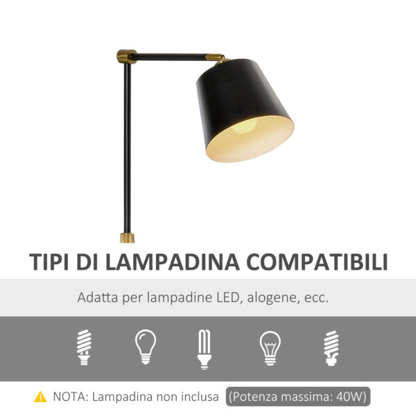 Lampada da Terra in Stile Vintage con Ripiano, Lampada da Pavimento Compatibile Metallo - Nero/Oro