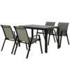 Set da Giardino in Rattan PE con Tavolo da Pranzo e 4 Sedie Impilabili, Grigio