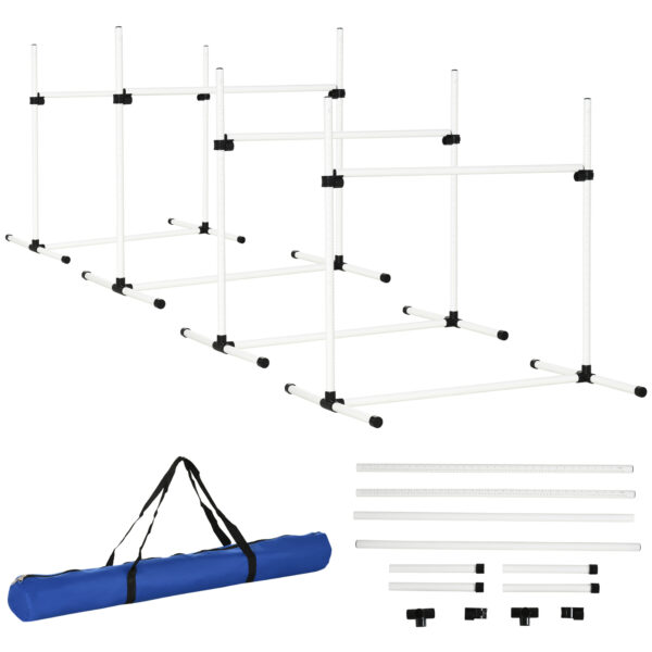 Set 4 Ostacoli Agility Dog per Addestramento Cani con Sacca di Trasporto