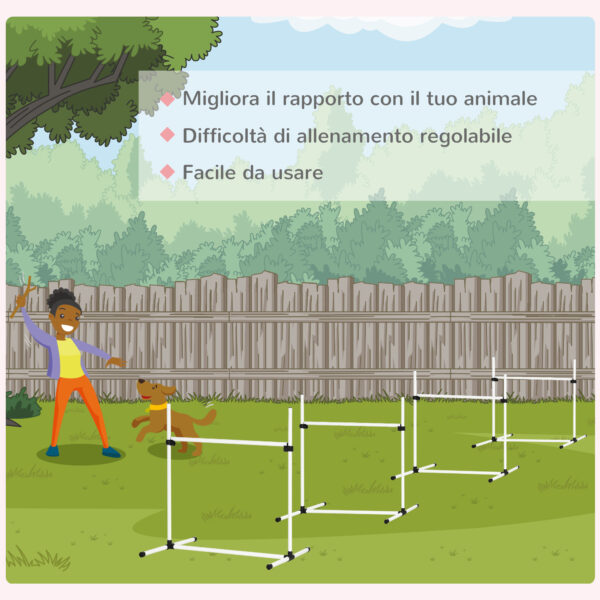 Set 4 Ostacoli Agility Dog per Addestramento Cani con Sacca di Trasporto