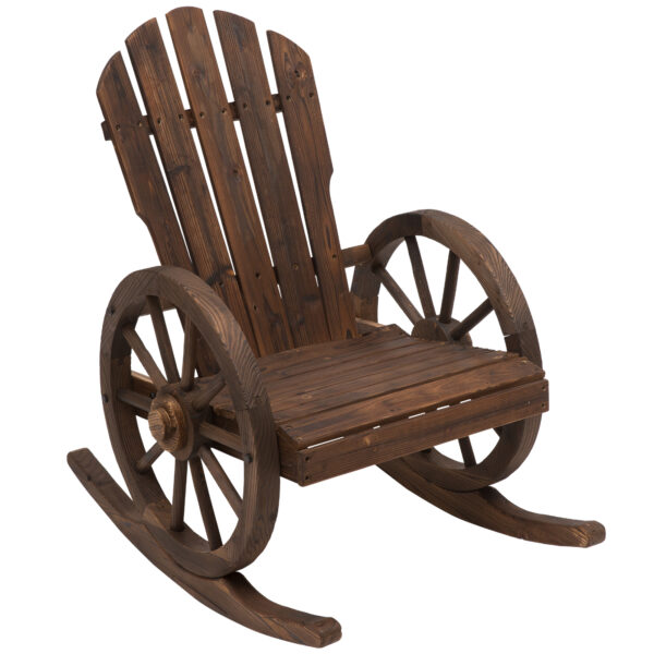 Sedia a Dondolo Stile Rustico Adirondack in Legno di Abete