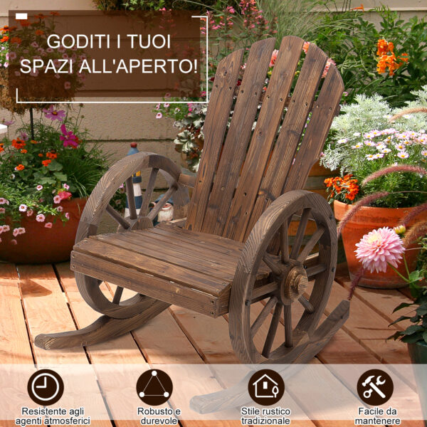 Sedia a Dondolo Stile Rustico Adirondack in Legno di Abete