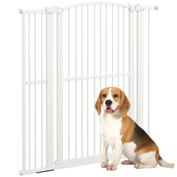 Cancellino di Sicurezza per Cani – Regolabile, in Acciaio Bianco, con Doppio Blocco, 77-105x120cm