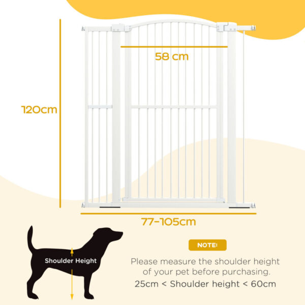 Cancellino di Sicurezza per Cani – Regolabile, in Acciaio Bianco, con Doppio Blocco, 77-105x120cm