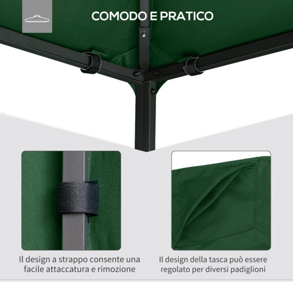 Tetto di Ricambio per Gazebo da Giardino 3x3m in Poliestere, Verde