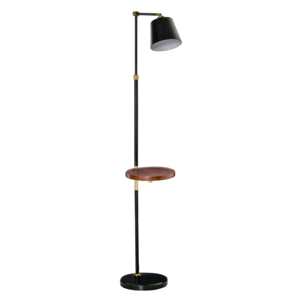 Lampada da Terra in Stile Vintage con Ripiano, Lampada da Pavimento Compatibile Metallo - Nero/Oro