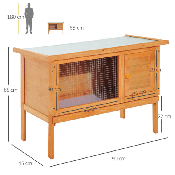 Gabbia per Conigli Conigliera da Esterno in Legno di Abete, 90x45x65cm