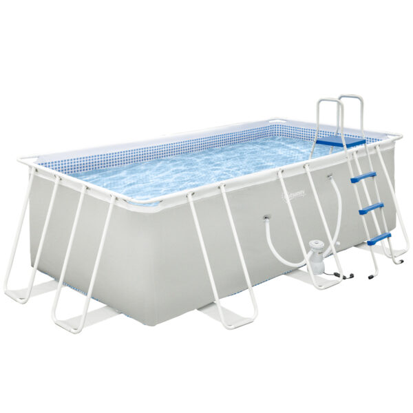 Piscina Fuori Terra Rettangolare con Pompa Filtro a Nanosfere e Scaletta Incluse, 440x240x122cm, Grigia